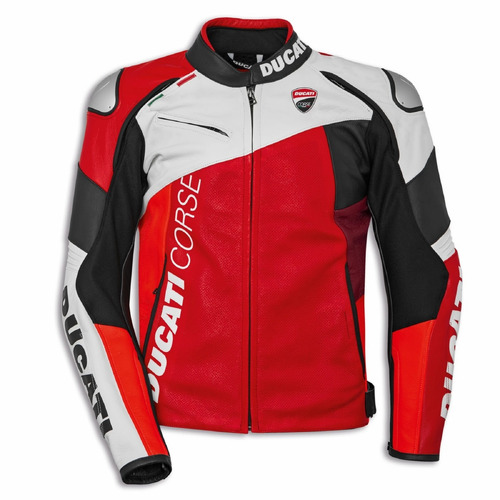 Ducati Leather Jacket Ducati Corse C6 White/Red