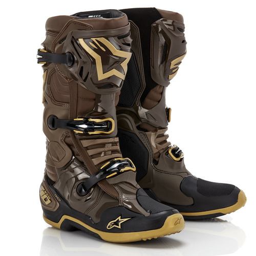 Alpinestars Tech 10 Boots - Dark Brown/Gold