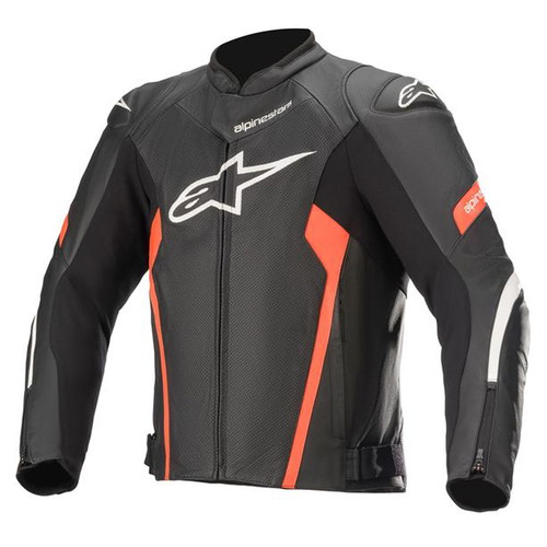 Alpinestars Faster V2 Air Leather Jacket - Black/Fluro Red