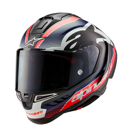 Alpinestars Supertech SR10 Team Helmet - Black/Carbon Red Fluo/Blue Matte